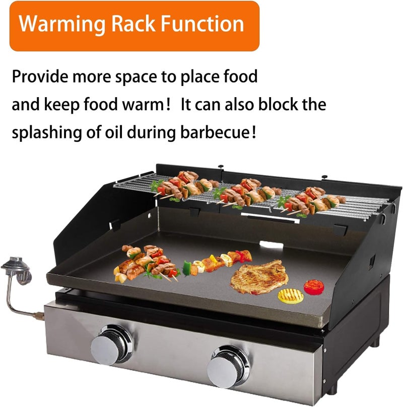 PHYESUVIN Universal Wind Screen/Guard and Griddle Warming Rack Set Fit for Griddle from 22" to 28" Without Hood, Griddle Accessories for Blackstone 22", 28" Griddle and Other Griddle with Rear Grease - Image 3